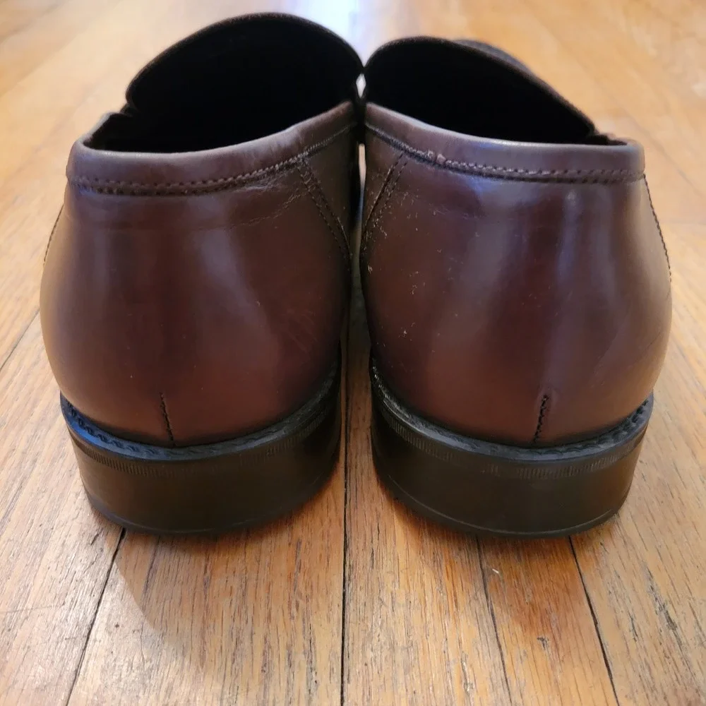1818 Brooks Brothers 10.5 Penny Loafers Brown Leather Italy Dark Academia Preppy